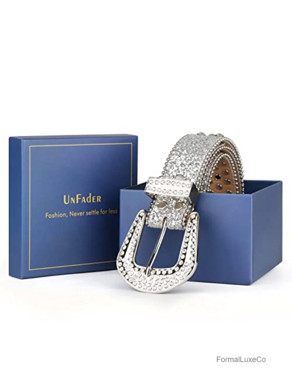 Rhinestone Western Belt for Women Men Studded PU Leather Belts for Jeans